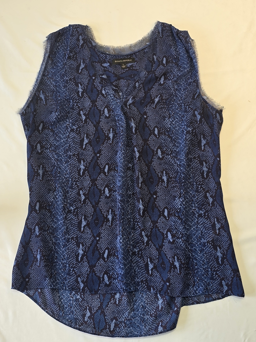 Banana Republic Navy Blue Sleeveless Snake-Print Shell